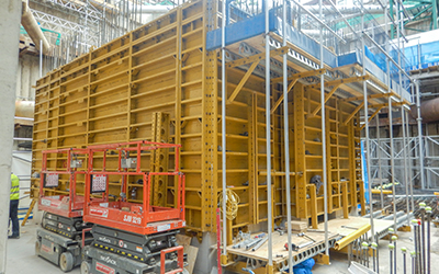 Soho Estates Development, London, England.
Realtime Civil Engineering partner with EFCO using the Landing Shoe Climbing approach. Gallery Image