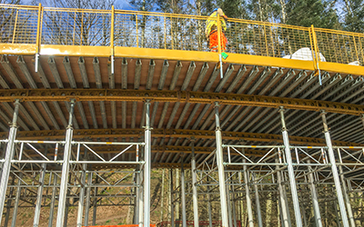 Pooley Bridge, England. 
Betts Construction use EFCO E-Z DECK Shore Towers to support the arched bridge during erection  Gallery Image